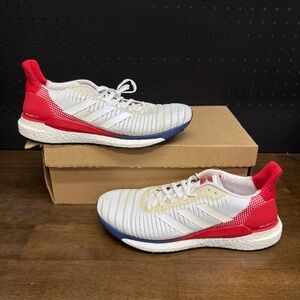 New W/O Box! Men's Adidas Ultraboost Solar Glide 2019 White Scarlet Size 9